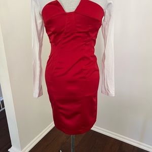 Women’s red strapless dress